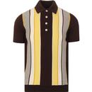 ska and soul mens wide vertical stripes polo tshirt chocolate brown