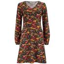 Sugarhiill Brighton Florianne Retro Jungle Print Long Sleeve Mini Jersey Dress