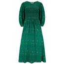 Sugarhill Brighton Gretel Rainbow Polka Dot Midi Dress in Green D1162