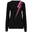 Sugarhill Brighton Astrid Retro Sparkle Glitter Lightning Bolt Jumper in Black