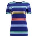 Sugarhill Brighton Cara Jersey T-Shirt Top Navy/Malibu Stripe T0879