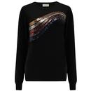 Sugarhill Brighton Cece Winter Christmas Sparkle Swoosh Jumper K0812 Black