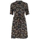 Sugarhill Brighton Dessie Retro Shirt Dress in Black Leopard Print