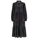 Sugarhill Brighton Esmeralda Rainbow Stripe Midi Smock Dress in Black D1192