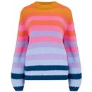 Sugarhill Essie Rainbow Stripe Knitted Jumper in Blue and Orange K0708