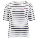 Sugarhill Brighton Kirby Split Heart Breton Tee in Off White/Navy T0885