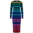 Sugarhill Brighton Liselle Rainbow Stripe Midi Knitted Dress