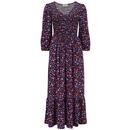 Sugarhill Brighton Magdalene Midi Shirred Dress in Leopard Love Print