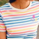 Maggie SUGARHILL Flower Embroidery Striped T-Shirt