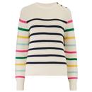 Sugarhill Brighton Rebecca Breton Jumper in Off-white with Rainbow Sleeves