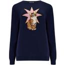 Rita Sugarhill Retro 80s Intarsia Star Cat Jumper