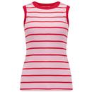 Sugarhill Brighton Ruth Vest Top in Pink/Red Stripes T0928