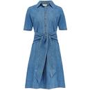 Sugarhill Brighton Talitha Denim Mini Shirt Dress in Mid Blue D1305