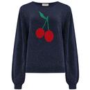 Sugarhill Brighton Tiff Sparkle Cherry Jumper in Navy Blue K0818