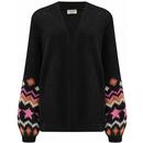 Yvette Sugarhill Fairisle Sleeve Open Cardigan B