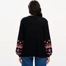 Yvette Sugarhill Fairisle Sleeve Open Cardigan B