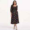 Zinnia Sugarhill Cowgirl Print Shirred Midi Dress