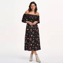 Zinnia Sugarhill Cowgirl Print Shirred Midi Dress