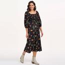 Zinnia Sugarhill Cowgirl Print Shirred Midi Dress