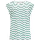 Sugarhill Brighton Chrissy Relaxed Tank Tee in Off White/Green Wavy Stripes T0784