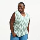 Chrissy Sugarhill Wavy Stripe Relaxed Tank T-shirt