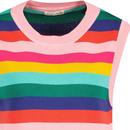 Leslie SUGARHILL Retro 70s Rainbow Knit Tank Top 