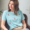 Maggie SUGARHILL Cherry Embroidery Stripe T-shirt