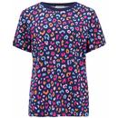 Sugarhill Brighton Maggie Retro Rainbow Multicoloured Leopard Print T-Shirt in Navy