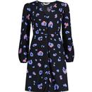 sugarhill brighton womens natalia colour pop leopard print button front mini tea dress black