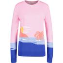 sugarhill brighton womens rita lifes a beach jaquard crew neck jumper pink blue
