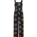 sugarhill brighton womens harper sunflower pattern wide strap sleeveless batik jumpsuit navy
