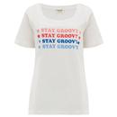 Sugarhill Brigton Sylvie retro 70s Stay Groovy print t-shirt in white