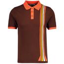 Madcap England Santorini Sunburst Racing Stripe Knitted Polo Shirt in Potting Soil