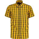 Tootal Mod Button Down Short Sleeve Check Shirt in Gold and Black TL1235B