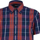 Tootal Retro Mod Slim Fit Navy/Orange Check Shirt