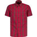 tootal mens royal steward tartan check pattern chest pocket short sleeve shirt red