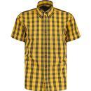 tootal mens check pattern chest pocket short sleeve shirt yellow black
