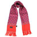 Tootal 1960s Mod Circle Border Fringed Silk Scarf in Bordeaux Main Photo