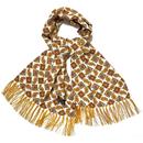 Tootal Golden Diamond Paisley Fringed Rayon Scarf 