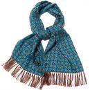 Tootal Retro Ditsy Fringed Rayon Scarf Turquoise