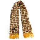 Tootal 1960s Mod Medallion Pattern Rayon Fringed Scarf in Yellow