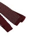 TOOTAL Retro 60s Mod Silk Knitted Dot Tie BURGUNDY