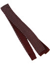 TOOTAL Retro 60s Mod Silk Knitted Dot Tie BURGUNDY