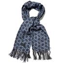 Tootal 60s Mod Paisley Fringed Rayon Scarf Steel Blue TB8201 476