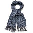 Tootal 60s Mod Paisley Fringed Rayon Scarf in Steel Blue TB8201