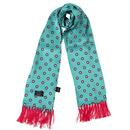 Tootal Mod Target Silk Scarf in Airforce Blue with Red Fringe