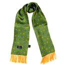 Tootal Mod Target Silk Scarf with Golden Yellow Fringe