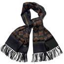 Tootal Motif Border Fringed Silk Scarf in Black TV5923 026