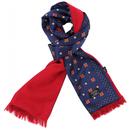 tootal motif print brushback silk scarf navy/red