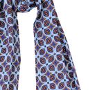 Tootal Blue Oval Geo Fringed Retro Mod Rayon Scarf